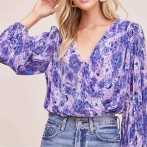 ASTR Long Sleeve Floral Blouse thumbnail 1