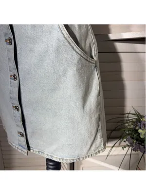 Zara mini dress denim light blue sleeveless Y2K 90s grunge cottage festival sz M thumbnail 7