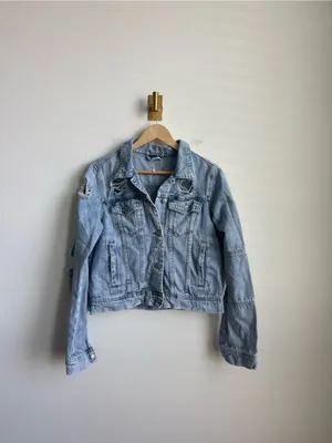 Free People Rumors Distressed Denim Jacket Light Wash Medium thumbnail 2
