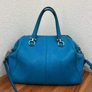 COACH Prairie Pebbled Leather Turquoise Color Satchel Crossbody RECOLORED! READ thumbnail 3