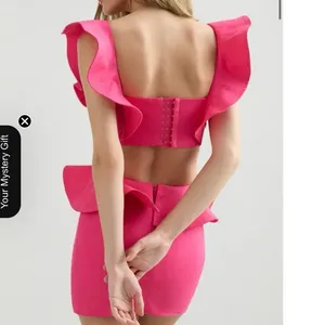 Seven Wonders Hot‎ Pink Nassau Ruffle Cutout Mini Dress Size 2 thumbnail 2