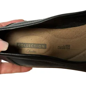 Clarks Women’s Raisie Eletta Loafer Black Leather Tweed 10 Soft Cushion thumbnail 11