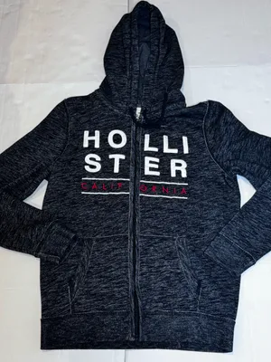 Hollister Y2K Zip Hoodie Gray Embroidered Logo California Fleece 2000s Street S thumbnail 2