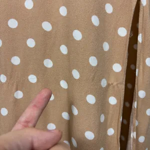 AFRM Kimmy Midi Dress Cutout Slit Tan White‎ Polka Dot Long Sleeve Size Medium thumbnail 4