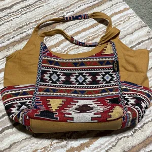 Catori Southwestern Geometric Print Fabric Shoulder Purse Bag Medallion Charm thumbnail 1