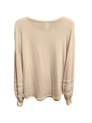 7th Ray Cream Lace Accent Long Sleeve Shirt Large thumbnail 4