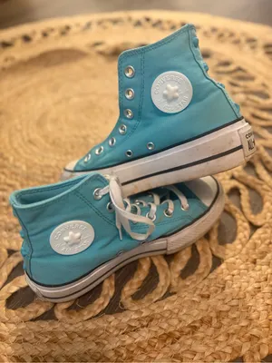 Converse Teal High Top Platform Sneakers thumbnail 4