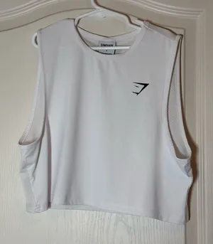 Gymshark TRAINING CROP TANK. Size Small. White. Sold out. thumbnail 1