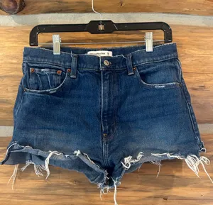 Abercrombie & Fitch The Mom Short High Rise Distressed Jean Shorts thumbnail 1