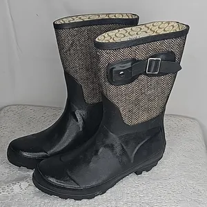 Chooka Herringbone mid rise classic rain waterproof pull on winter boots Sz 6 thumbnail 1