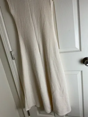 Zara Cream Ribbed Knit High Neck Sleeveless Midi Dress - Size Small thumbnail 5