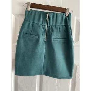 Azalea Wang Faux Suede Mini Skirt Womens‎ Size S Teal Green High Waist Pockets thumbnail 4