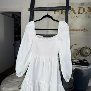 New Aritzia Wilfred New Tempest White Smocked Linen Mini Dress Square Neck Small thumbnail 7