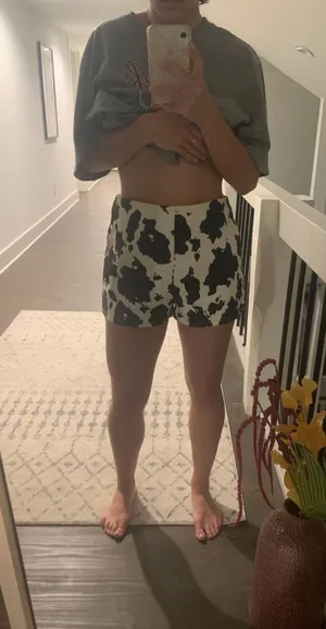 These Three Boutique Cow Printed Denim Shorts thumbnail 7