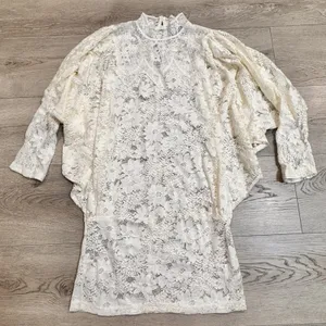 VICI Romantic‎ Boho Chic Cottagecore Lace Dress Tunic Top Size Small S Cream thumbnail 1
