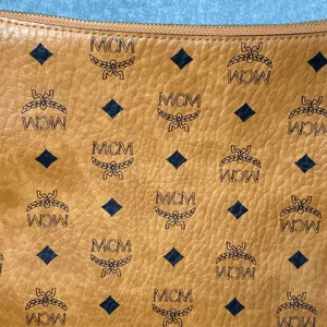 Discontinued MCM Klara Monogram Visetos Hobo Cognac Brown‎ Leather Luxury FLAW thumbnail 3