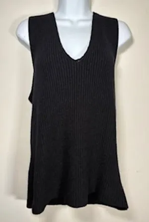 LULUS Sweater Vest Medium Black Ribbed V-Neck‎ Knit Minimalist Layering Chic thumbnail 1
