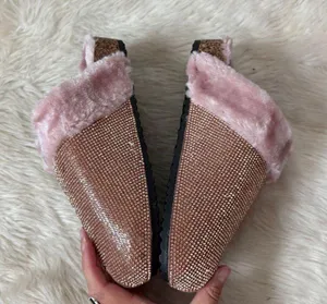 Forever Rose Forever Pink Faux Fur Lined Rhinestone Embellished Slip-On Shoes thumbnail 2