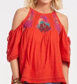 Free people NWOT orange fast times blouse S thumbnail 1