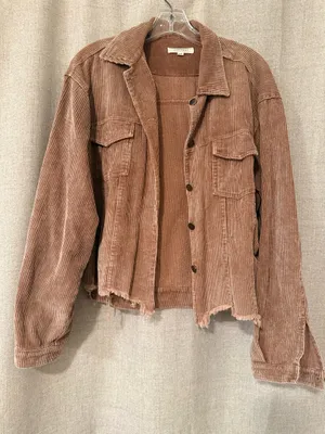 12th Tribe Oversized Raw Edge Corduroy Shacket | M thumbnail 2