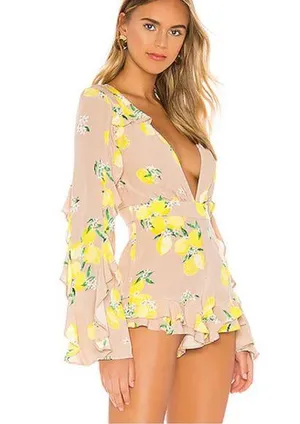 NWT Majorelle XS Devon Romper in Tan Lemon thumbnail 1