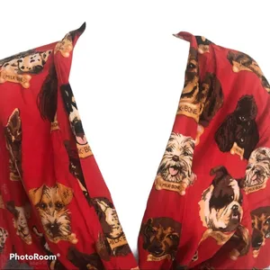 Nick & Nora Dog Milk Bone Belted Shortie Robe Red Sz. S Dog Lovers Favorite thumbnail 3