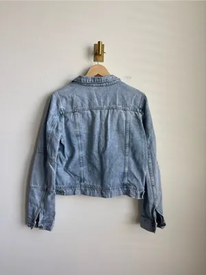 Free People Rumors Distressed Denim Jacket Light Wash Medium thumbnail 7