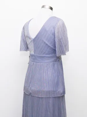 R&M Richards - Tiered Metallic Pleated Rhinestone Waist Gown thumbnail 11