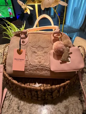 Juicy couture pink velour Y2K satchel bag thumbnail 4