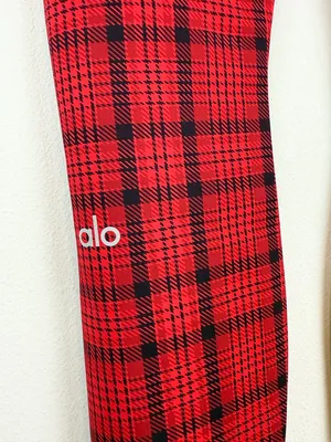 ALO‎ Yoga High Rise Occassion Leggings Red Plaid Reflective Stripe Size XS thumbnail 11