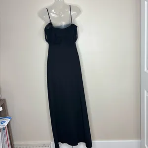 Betsy & Adam Vintage Y2K 90s Black Beaded floral Gown Dress size 6 Classic thumbnail 5