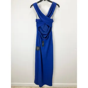 Lulus Head to Cocktail Hour Royal Blue Halter Neck Maxi Dress Formal Medium NWT thumbnail 10
