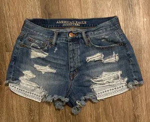 American Eagle Outfitters Hi-Rise Festival Distressed Jean Shorts Size 4 thumbnail 1