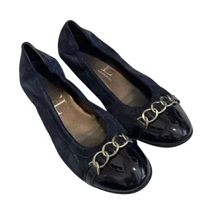 AGL Blue Leather Slip On Ballet Flats Womens 10 Preppy Classic Comfort Shoes thumbnail 1