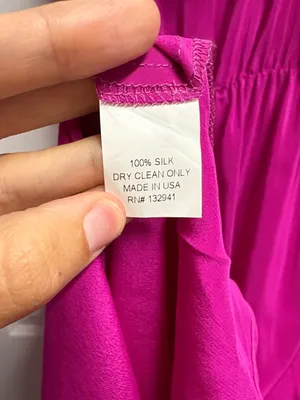 Amanda Uprichard Hot Pink 100% Silk Maxi Dress W/ Ruffled Neckline Medium thumbnail 4