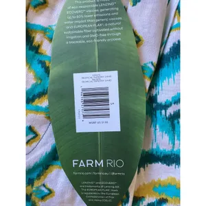 Farm Rio Tropical Tapestry Sand Shorts Teal Yellow Ikat Print Linen Blend S NEW thumbnail 2