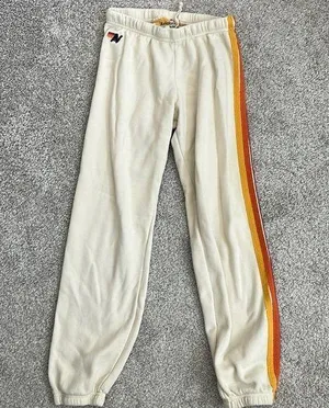 Aviator Nation 5 stripe Cream Sweatpant size medium thumbnail 2