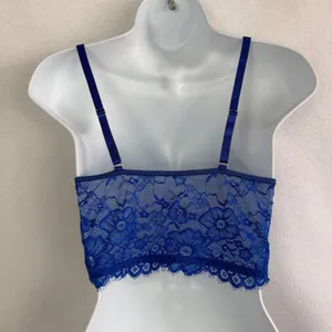 Lot of 3 Lace‎ Corset Bralette Blue Red White Floral Sheer Bustier Small Boho thumbnail 5