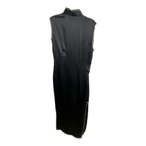 Oriental 100% Pure Silk Qipao Dress Size 32 (Small) Black Embroidered Cheongsam thumbnail 3