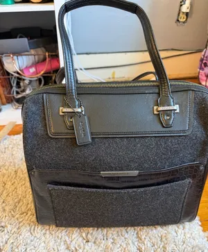 COACH Taylor Bowler Satchel WOOL/LEATHER Black F32818 thumbnail 1
