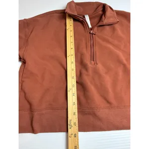 Fabletics Quarter Zip Sweatshirt Women Rust Orange‎ Cropped Long Sleeve Pullover thumbnail 3