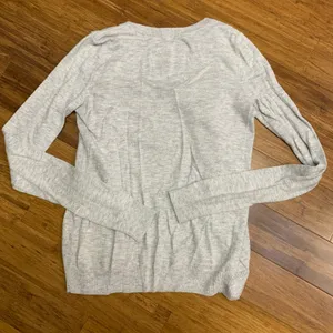 Abercrombie & Fitch Cardigan Womens Size Small‎ Ruffle Front Knit Sweater Gray thumbnail 3