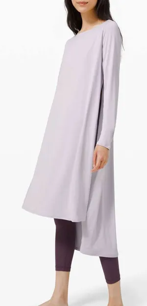 Lululemon Midi Dress seek softness high slit long sleeve womens Purple (size 6) thumbnail 1