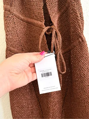 Outcast Braylee Brown knit Crochet Halter Mini Dress - Large L thumbnail 5
