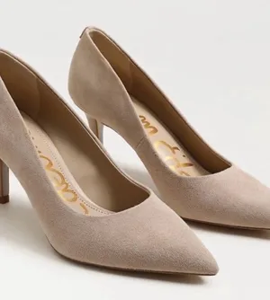 Sam Edelman Beige Suede Pointed-Toe Heels thumbnail 1