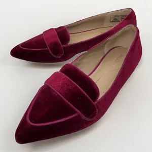 Lands End Womens Velvet Pointed Toe Loafer Flats Burgundy Red Size 7 Parisian thumbnail 1