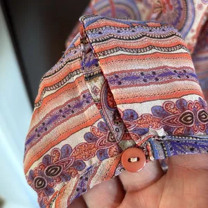 EUC ecru Paisley Print Drawstring Hem Blouse Large thumbnail 5