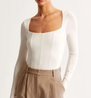 Abercrombie & Fitch A&F Modal-Blend Collection Long Sleeve Square Neck Bodysuit thumbnail 1