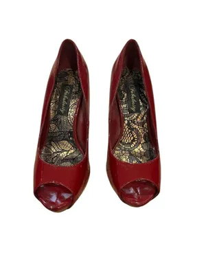 Chase + Chloe Red Peep Toe Heels Women thumbnail 3