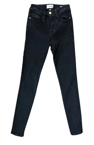 FRAME Le One Skinny Jeans High-Rise Denim Pants Black Size 1 thumbnail 1